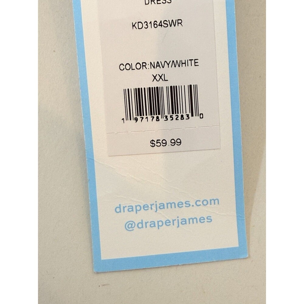 Women's Draper James Belted Elbow Sleeve Sweater Dress 2XL Blue /White Midi New - Picture 10 of 14